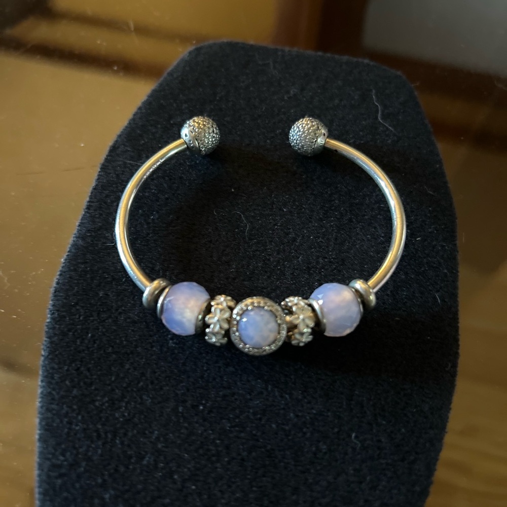 Pandora Silver and Purple Bracelet with Modern Design
